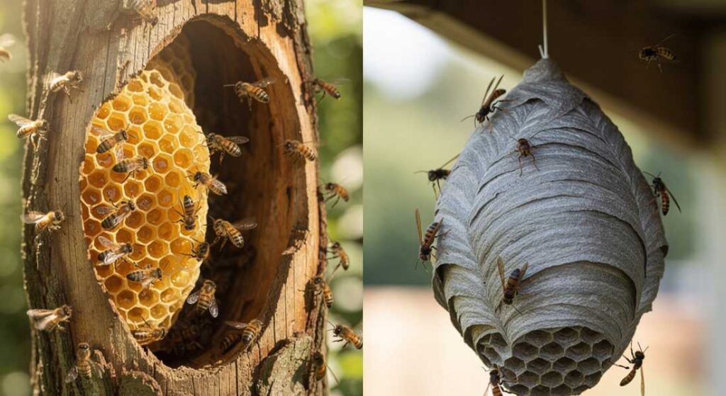 Bee Nest vs Wasp Nest