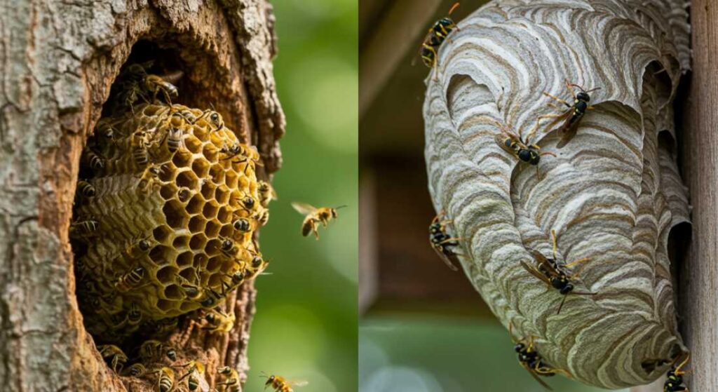 Bee Nest vs Wasp Nest